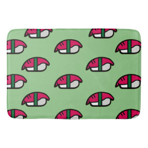 Cartoon Kawaii Sushi, Fischriese und Meeralgen Badematte