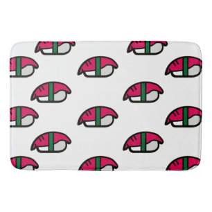Cartoon Kawaii Sushi, Fischriese und Meeresalgen Badematte