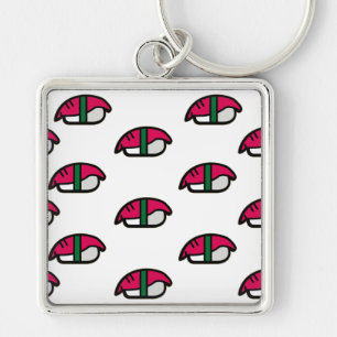 Cartoon Kawaii Sushi, Fischriese und Meeresalgen Schlüsselanhänger