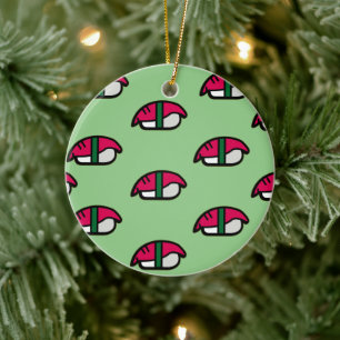 Cartoon Kawaii Sushi, Fischriese und Seetang Keram Keramik Ornament