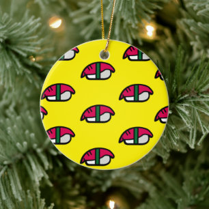 Cartoon Kawaii Sushi, Fischriese und Seetang Keram Keramik Ornament