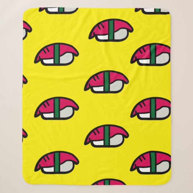 Cartoon Kawaii Sushi, Fischriese und Seetang Sherp Sherpadecke (Vorderseite)