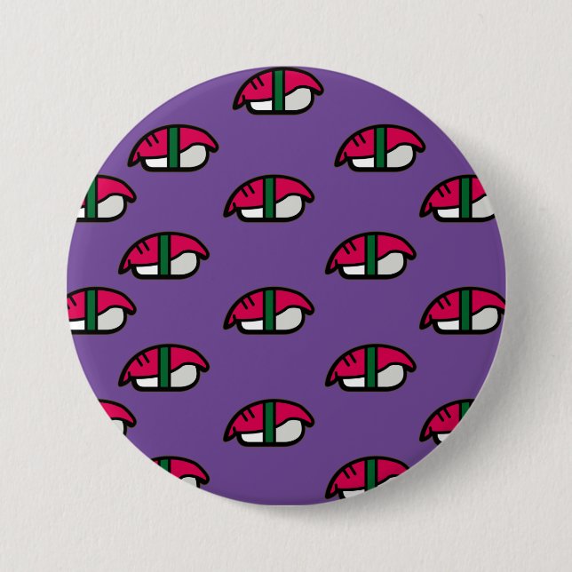 Cartoon Kawaii Sushi, Schaltfläche "Fischreifen un Button (Vorderseite)