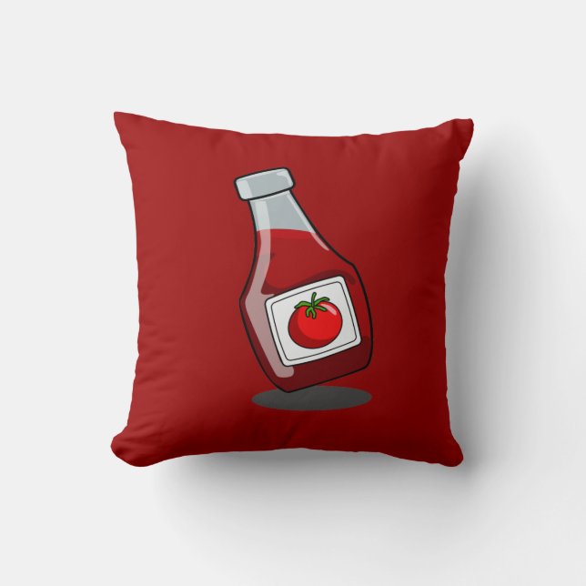 Cartoon Ketchup Flasche Kissen (Vorderseite)