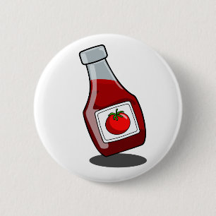 Cartoon-Ketschup-Flaschen-Knopf Button