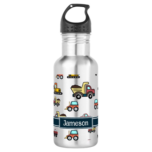 Cartoon Kfz-Kranname Personalisiert Edelstahlflasche (Vorderseite)