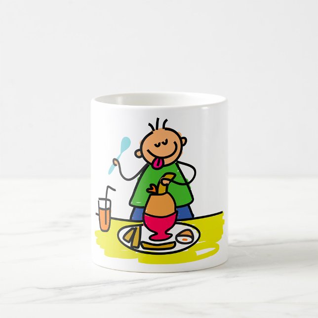 Cartoon Kid Genuss Mahlzeit mit Saft und Ei Kaffeetasse (Von Creator hochgeladen)