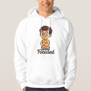 Cartoon Kid Sticker mit Brille - "Bleibe Fokussier Hoodie