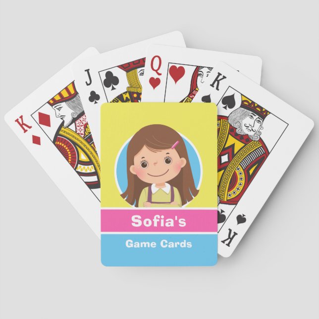 Cartoon Kinderhaar Personalisiert Spielkarten (Rückseite)