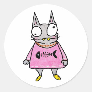 Cartoon Kitten Runder Aufkleber