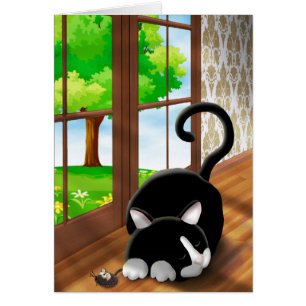 Cartoon Kitty avec souris en jouet