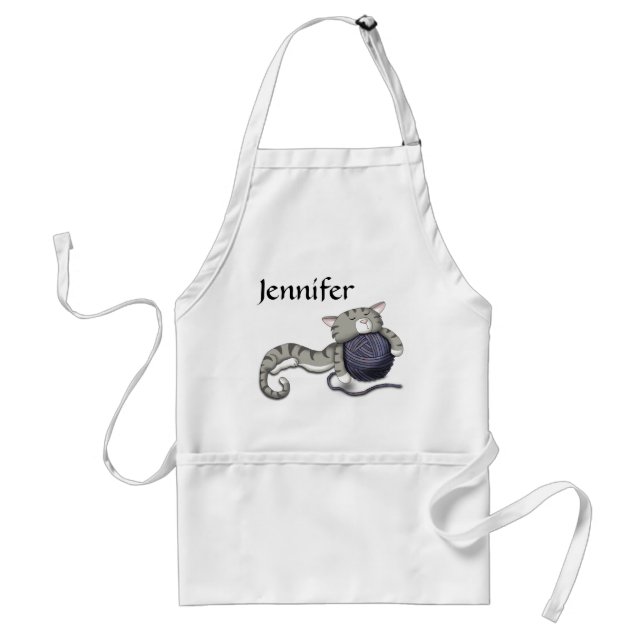 Cartoon Kitty mit Garnkugel Schürze (Vorne)