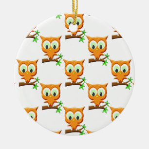 Cartoon Kleine Owl auf Zweigmuster Keramikornament