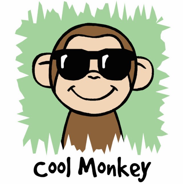Cartoon-Klipp-Kunst-cooler Affe mit Sonnenbrillen Freistehende Fotoskulptur (Vorne)