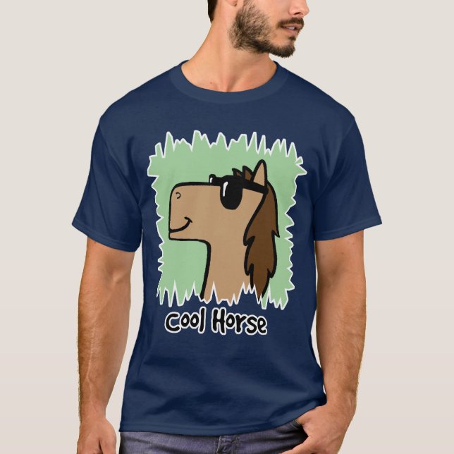 Cartoon-Klipp-Kunst-cooles Pferdetragende T-Shirt (Vorderseite)
