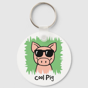 Cartoon-Klipp-Kunst-cooles Schwein mit Schlüsselanhänger
