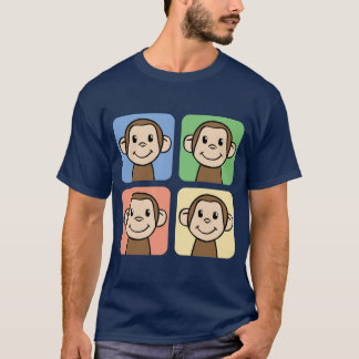 Cartoon-Klipp-Kunst mit 4 glücklichen Affen T-Shirt
