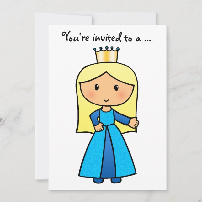 Cartoon-Klipp-Kunst-niedliche blonde Prinzessin Einladung (Vorderseite)