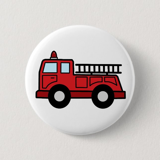 Cartoon-Klipp-Kunstfiretruck-Notfahrzeug-LKW Button (Vorderseite)