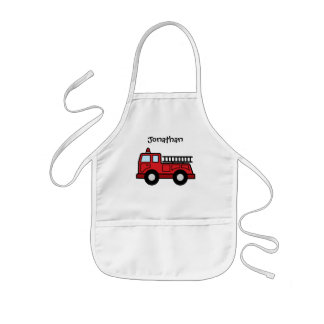 Cartoon-Klipp-Kunstfiretruck-Notfahrzeug-LKW Kinderschürze