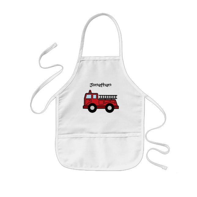 Cartoon-Klipp-Kunstfiretruck-Notfahrzeug-LKW Kinderschürze (Vorne)