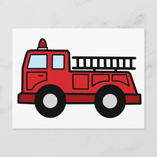 Cartoon-Klipp-Kunstfiretruck-Notfahrzeug-LKW Postkarte (Vorderseite)