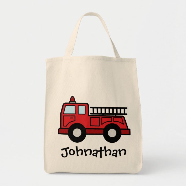 Cartoon-Klipp-Kunstfiretruck-Notfahrzeug-LKW Tragetasche (Vorne)