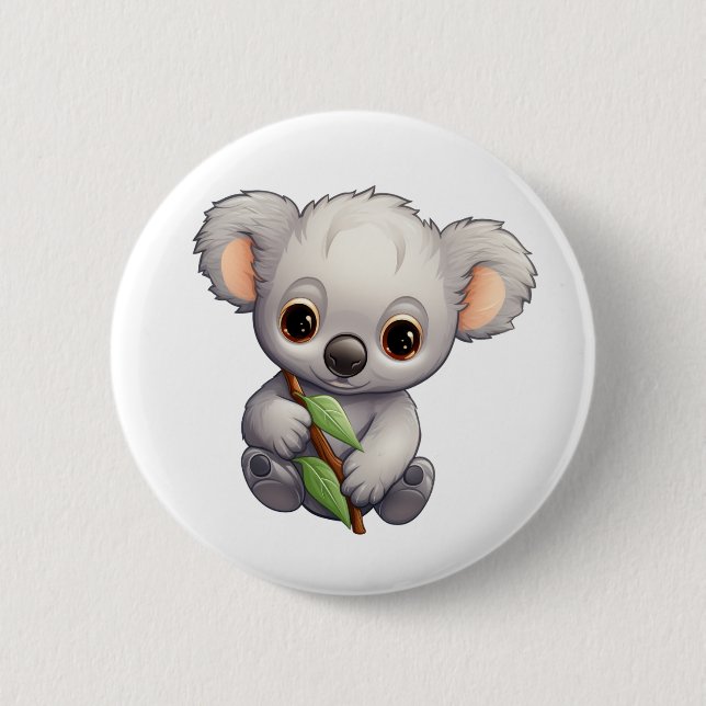 Cartoon Koala-Illustration Button (Vorderseite)