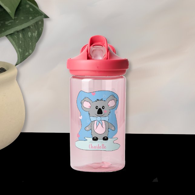 Cartoon Koala Wasserflasche mit Name Trinkflasche (Cute koala kid water bottle with name .)