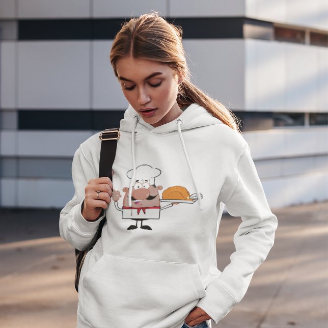 Cartoon Koch Holding Roast Türkei Hoodie (Von Creator hochgeladen)