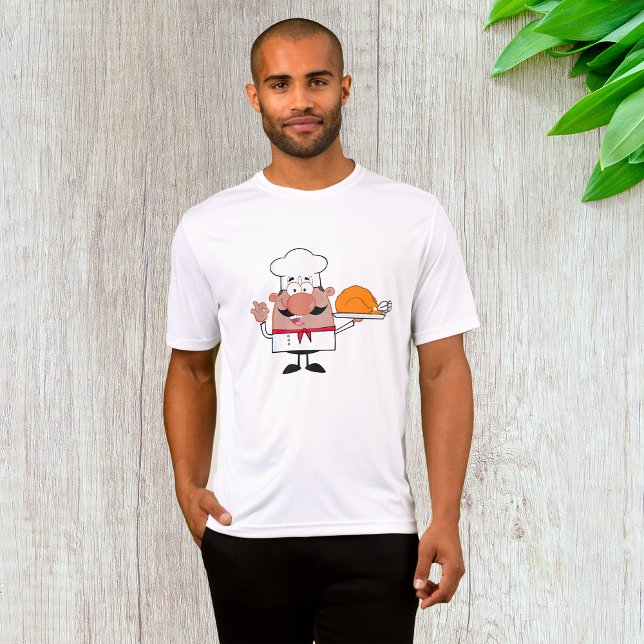 Cartoon Koch Holding Roast Türkei T-Shirt (Von Creator hochgeladen)