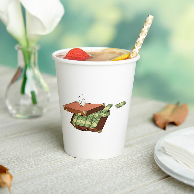 Cartoon-Koffer voll mit Geldautomaten Pappbecher (Von Creator hochgeladen)