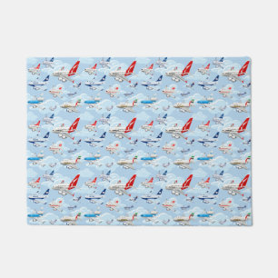 Cartoon kommerzielle Flugzeuge nahtlose Musterfabr Fußmatte