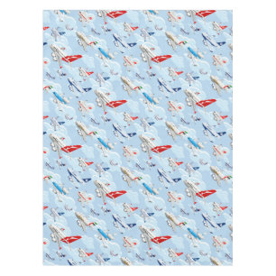 Cartoon kommerzielle Flugzeuge nahtlose Musterfabr Tischdecke