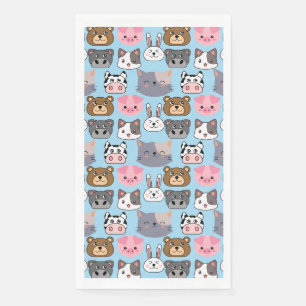 Cartoon Kopf Muster.w Lblue BG Serviette