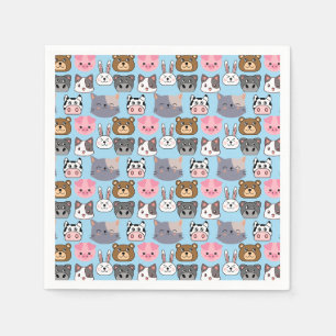 Cartoon Kopf Muster.w Lblue BG Serviette