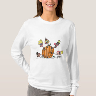 Cartoon Köpfe, die aus einem Kürbis kommen T-Shirt