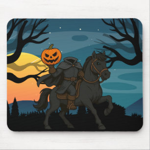 Cartoon Kopfloses Pferd Halloween/Herbst Mousepad