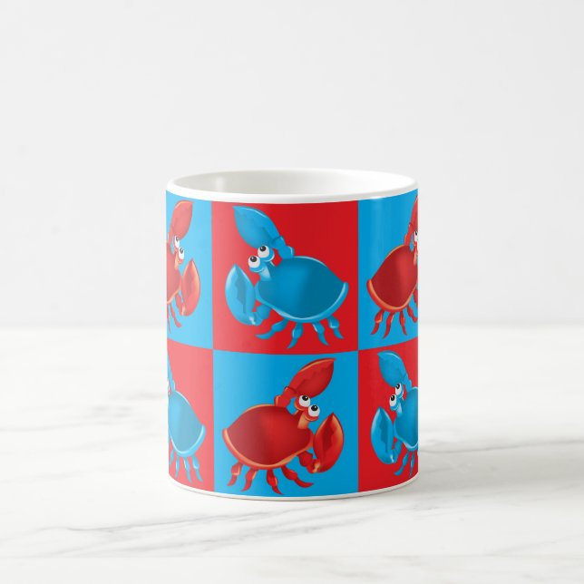 Cartoon-Krabbenmosaik Kaffeetasse (Mittel)