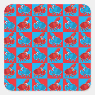 Cartoon-Krabbenmosaik Quadratischer Aufkleber