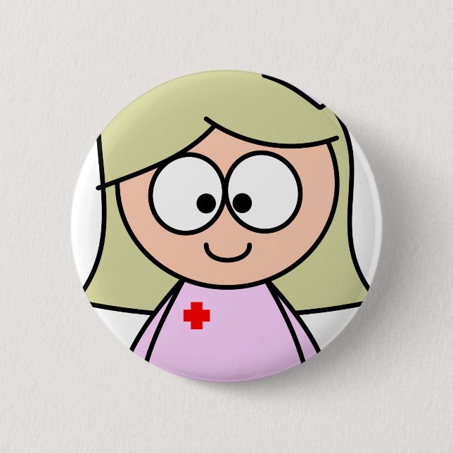 Cartoon-Krankenschwester Button (Vorderseite)