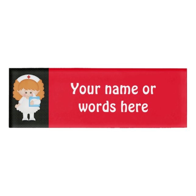 Cartoon-Krankenschwester fügen Wörter oder Namenss Namenschild (Vorderseite)