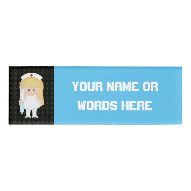 Cartoon-Krankenschwester fügen Wörter oder Namenss Namenschild (Vorderseite)
