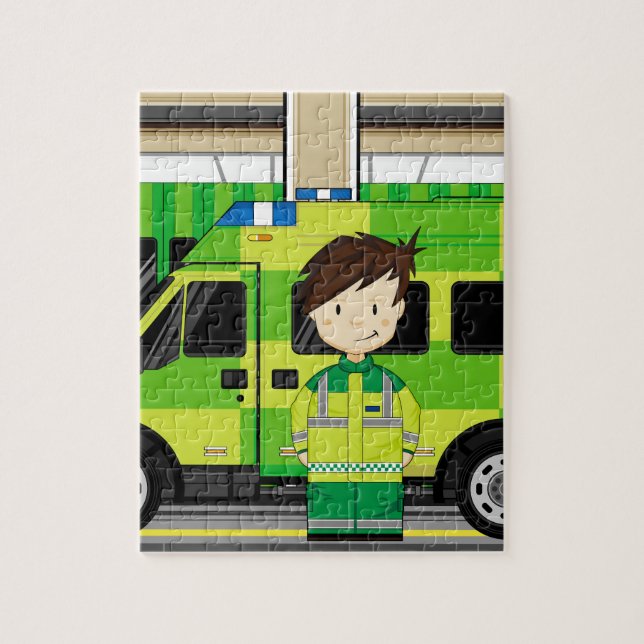 Cartoon-Krankenwagen und EMT (Vertikal)