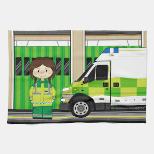 Cartoon-Krankenwagen und EMT Handtuch