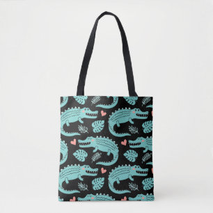 Cartoon-Krokodile, niedliche nahtlose Muster. Tasche