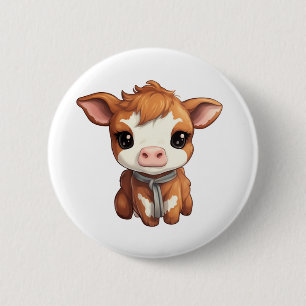Cartoon Kuh-Abbildung Button