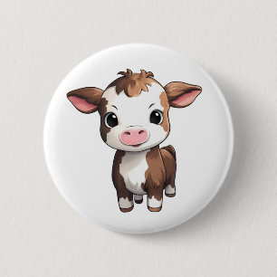 Cartoon Kuh-Abbildung Button
