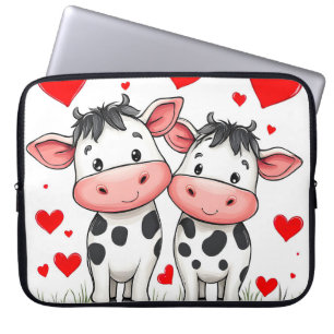 Cartoon Kuh Couple Liebe Laptopschutzhülle