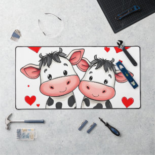 Cartoon Kuh Couple Liebe Schreibtischunterlage